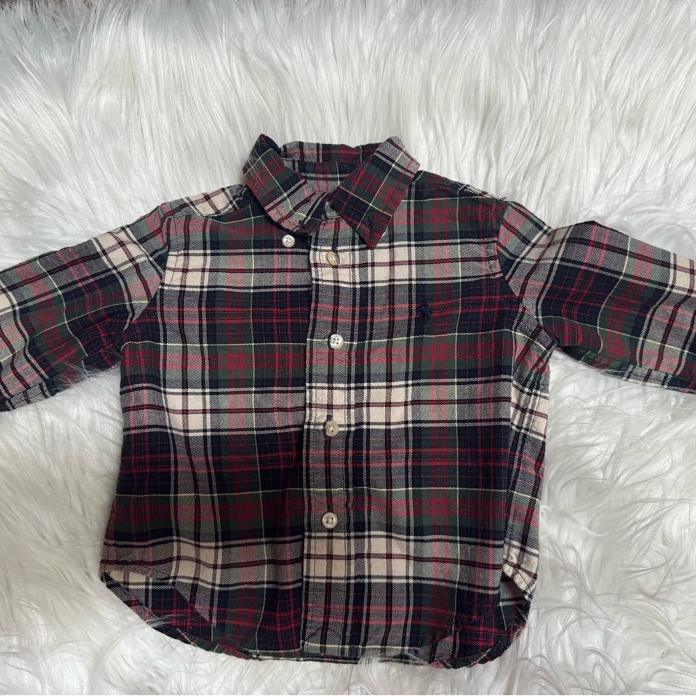 Ralph Lauren Kids Plaid Button Down Shirt - Red, Green, and Black